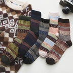Calcetines térmicos en mezcla de lana con patrón nórdico, set de invierno de 5 pares, talla EU 36-39, 6 diseños