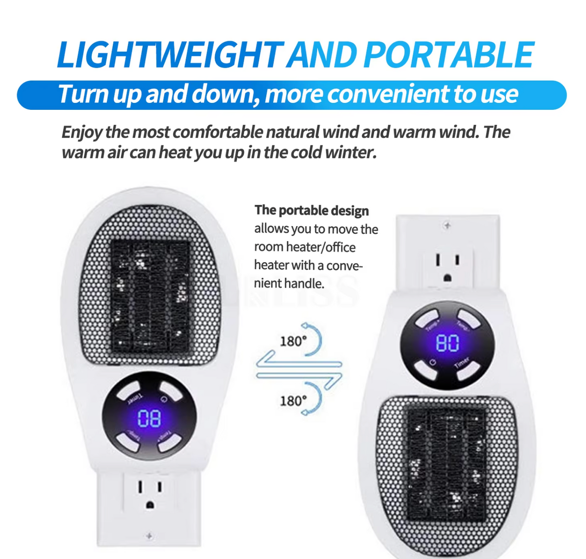 Calefactor portátil LuxaHeat Elegant para calidez confortable en cualquier lugar