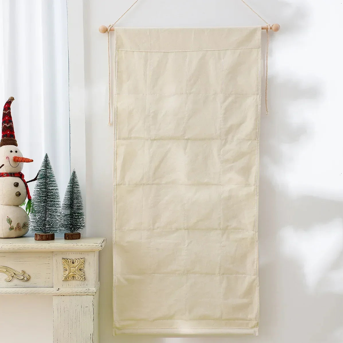 Calendario de adviento con 24 bolsitas de tela para niños – Decoración navideña colgante multicolor