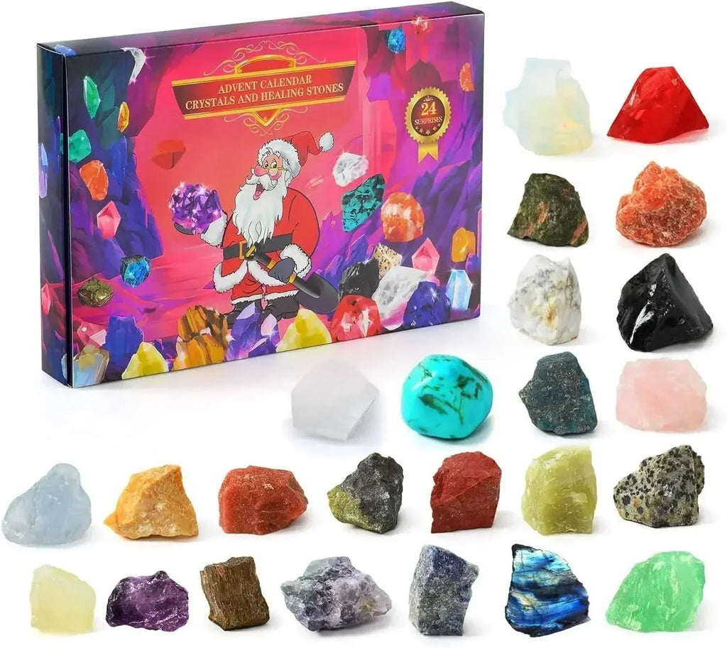Calendario de adviento con 24 gemas naturales para jóvenes exploradores