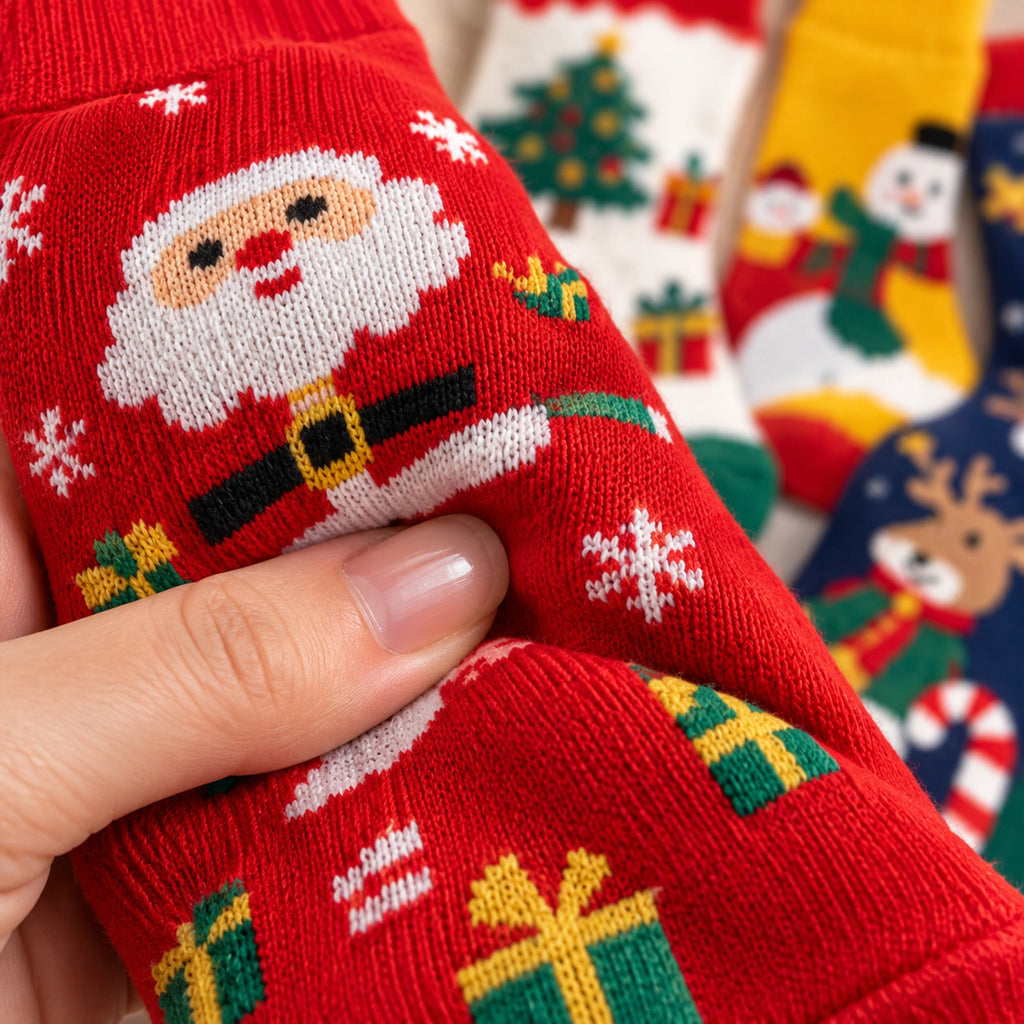 Calendario de adviento de calcetines de Navidad de 24 días, Caja regalo sorpresa de 12 pares, Diseños festivos aleatorio