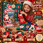 Calendario de adviento de calcetines de Navidad de 24 días, Caja regalo sorpresa de 12 pares, Diseños festivos aleatorio