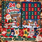 Calendario de adviento de calcetines de Navidad de 24 días, Caja regalo sorpresa de 12 pares, Diseños festivos aleatorio
