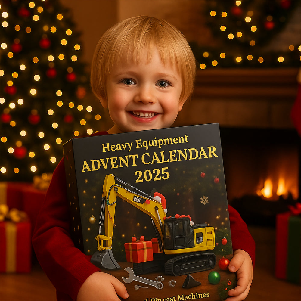 Calendario de Adviento de Máquinas de Construcción 2025 con 24 modelos de fundición | Excavadora, grúa y cargadora front