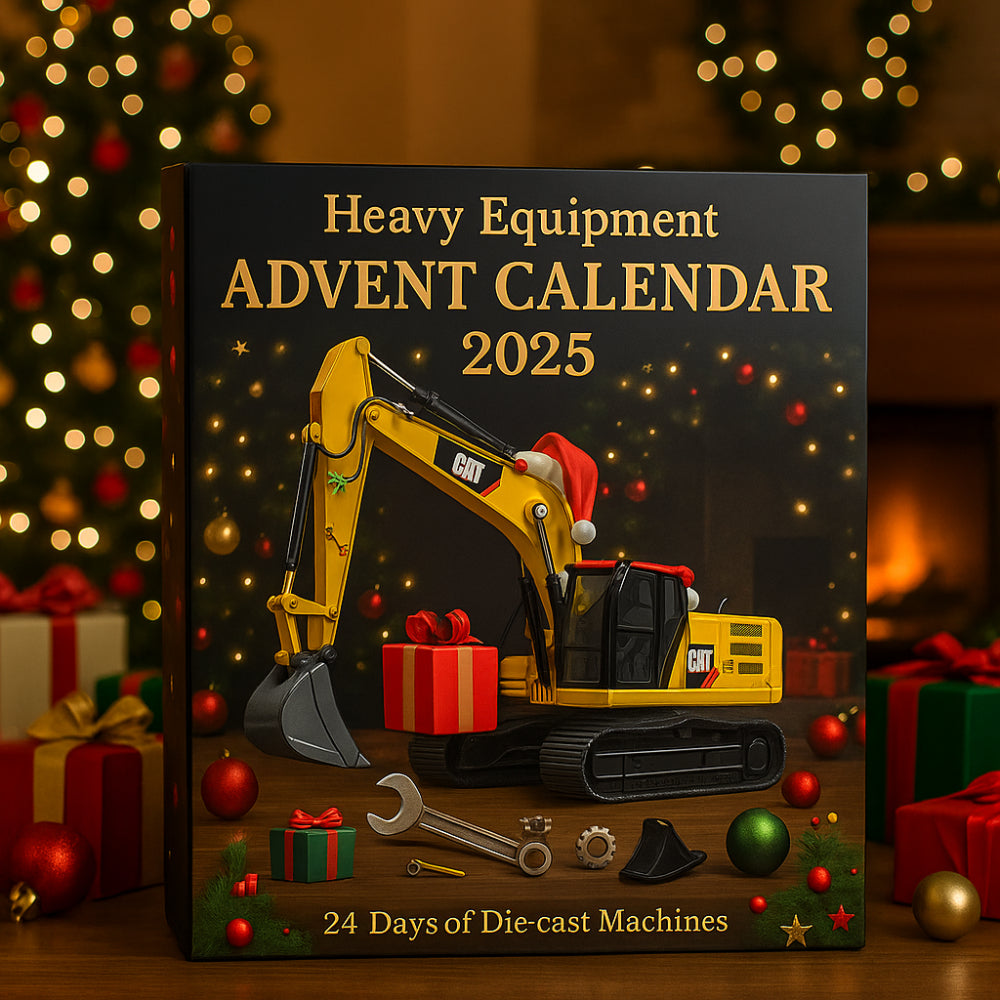 Calendario de Adviento de Máquinas de Construcción 2025 con 24 modelos de fundición | Excavadora, grúa y cargadora front