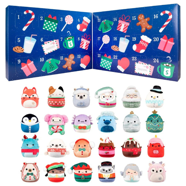 Calendario de adviento de peluche con 24 mini peluches navideños, una sorpresa diaria de 6,5 cm para niños y coleccionis