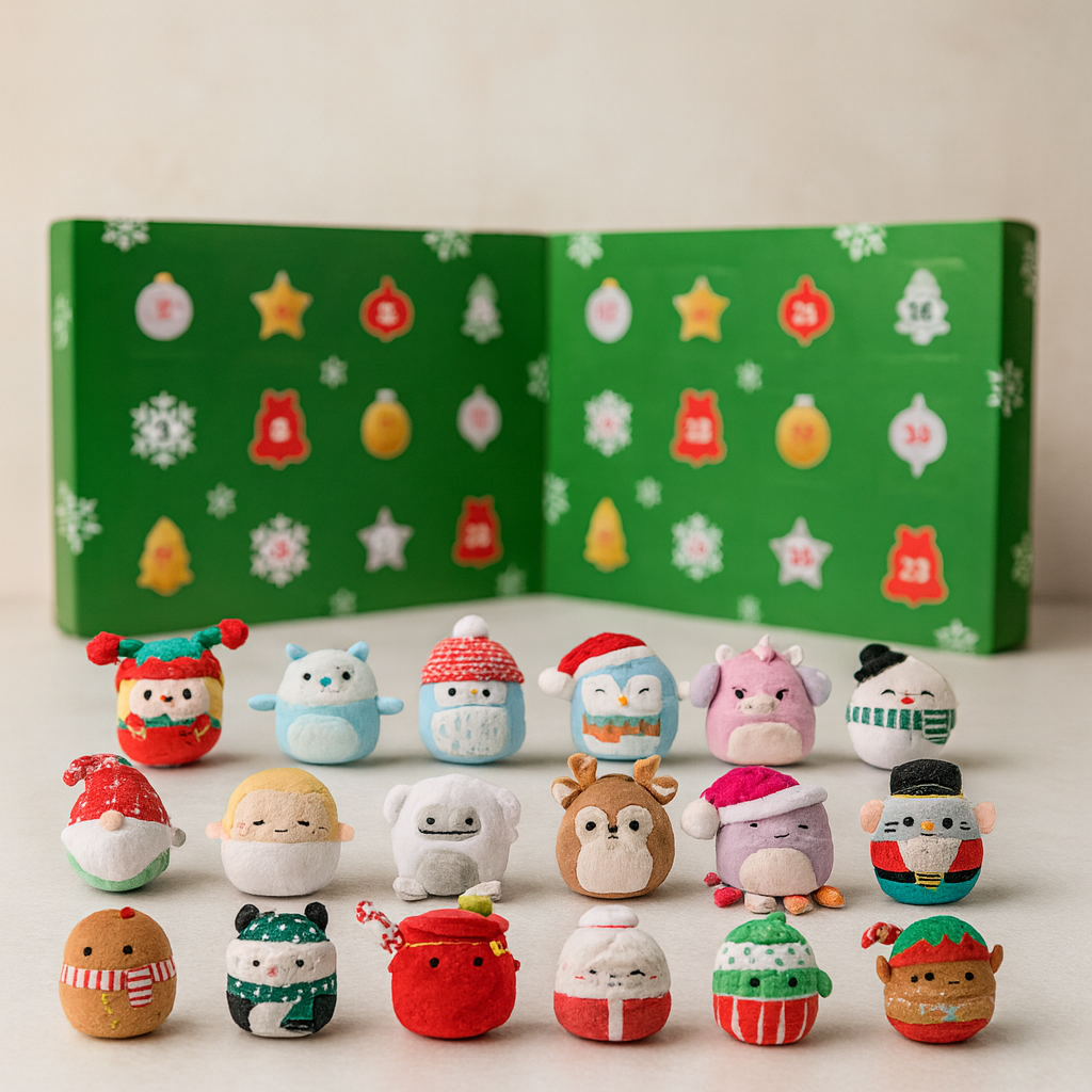 Calendario de adviento de peluche con 24 mini peluches navideños, una sorpresa diaria de 6,5 cm para niños y coleccionis