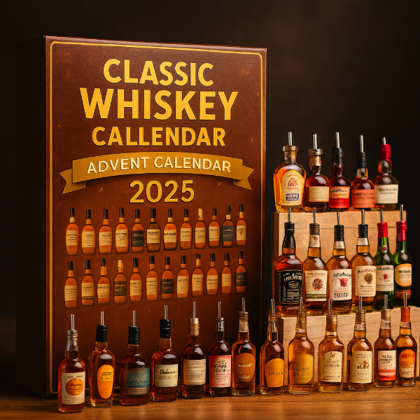 Calendario de adviento de whisky 2025 con 24 botellas miniatura coleccionables (sin alcohol)