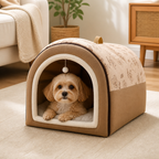 Cama casa 2 en 1 desmontable de felpa para mascotas