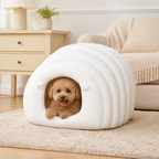 Cama nido semiabierta de felpa sherpa para mascotas