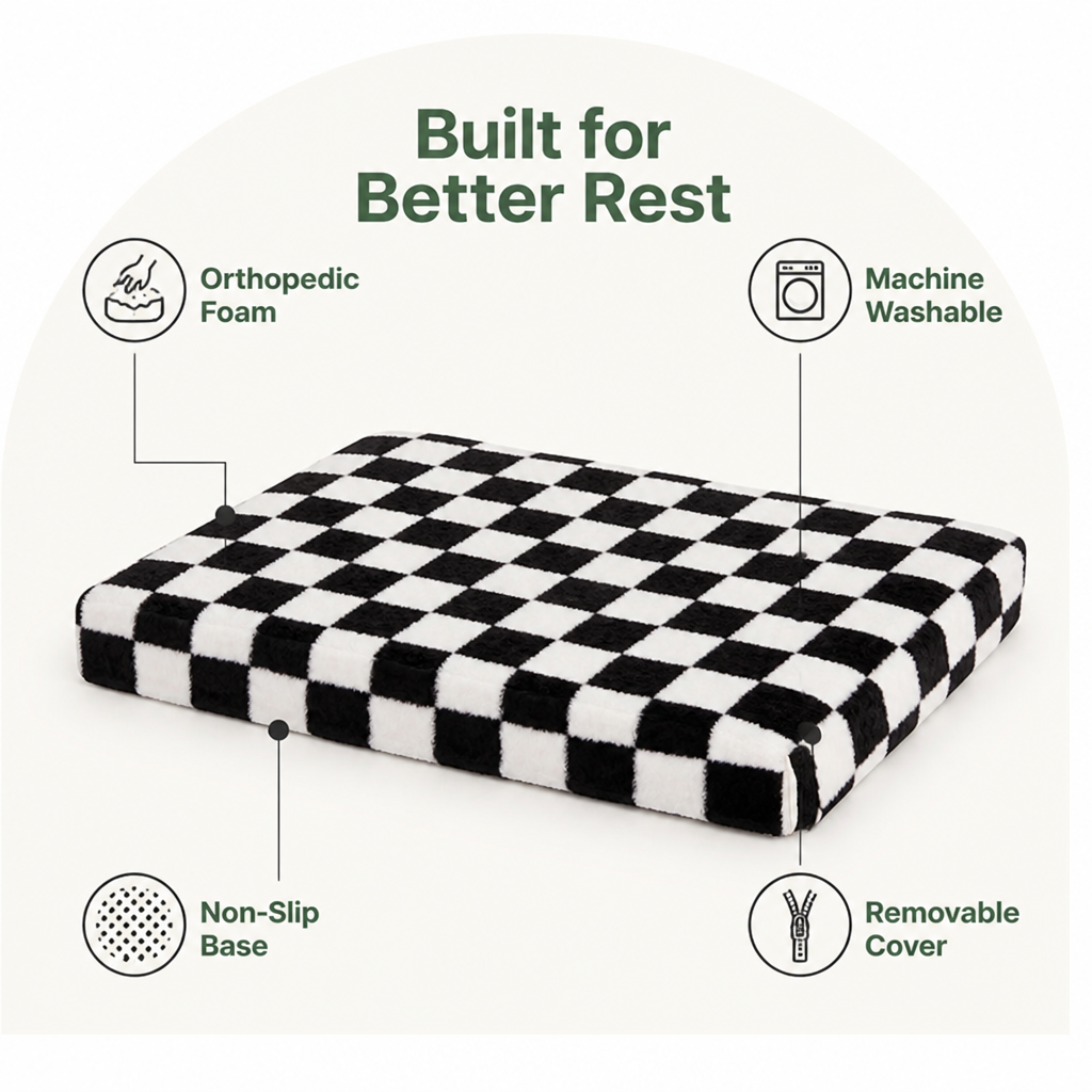 Cama ortopédica para perros con espuma viscoelástica y base antideslizante (funda extraíble)