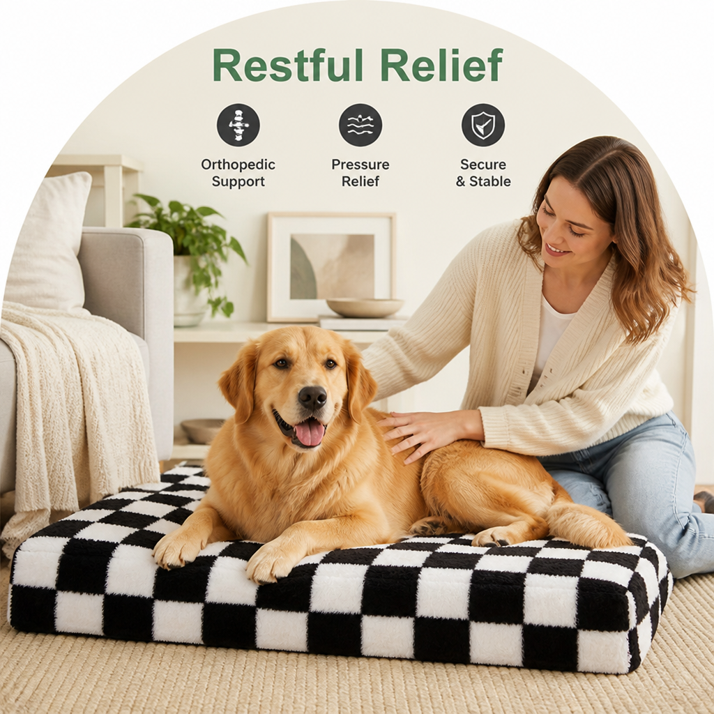 Cama ortopédica para perros con espuma viscoelástica y base antideslizante (funda extraíble)