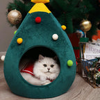 Cama para gatos con forma de árbol de Navidad CozyTree Haven