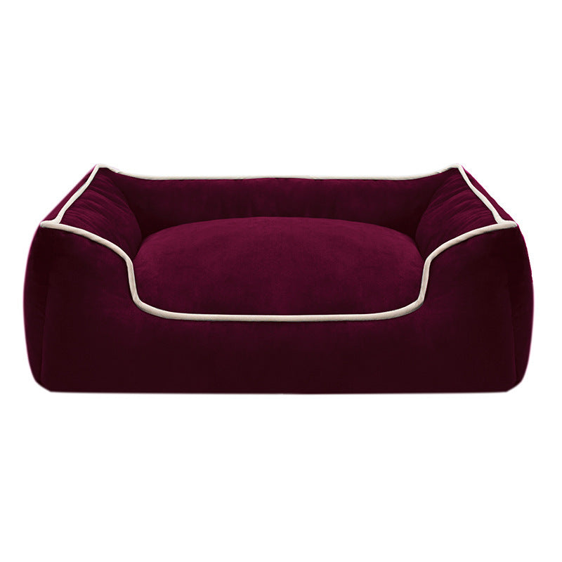 Cama para perros de felpa premium con bordes elevados