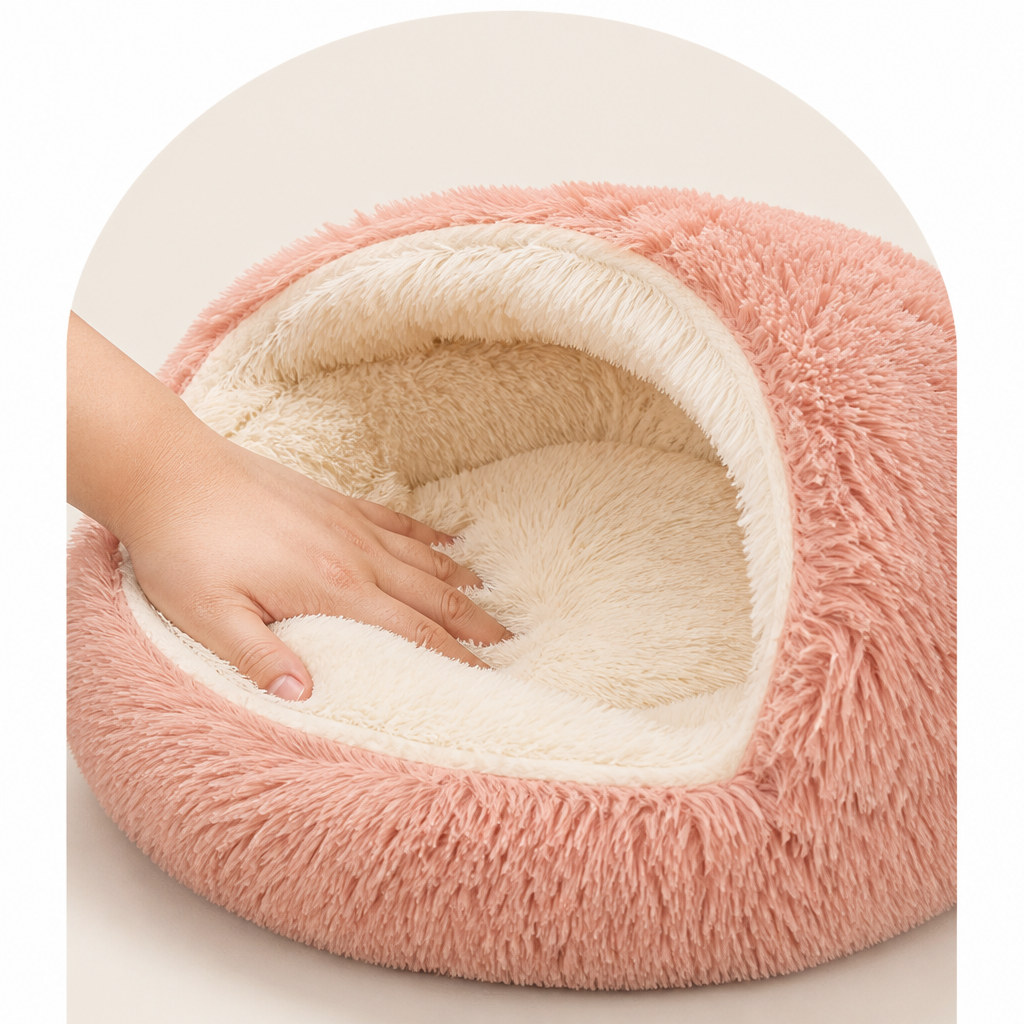 Cama semiabierta de felpa para mascotas (cojín extraíble lavable)