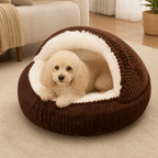 Cama semiabierta de felpa para mascotas (cojín extraíble lavable)