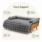 Cama tipo sofá de felpa suave lavable para mascotas