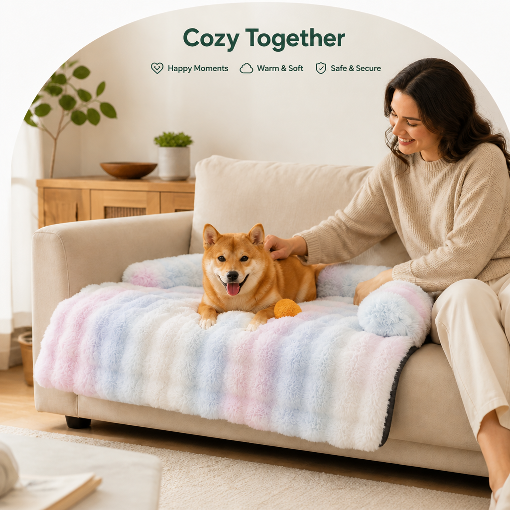 Cama tipo sofá de felpa suave lavable para mascotas