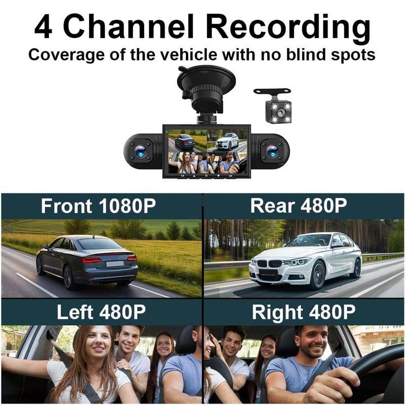 Cámara de coche 4 canales FHD con visión 360°