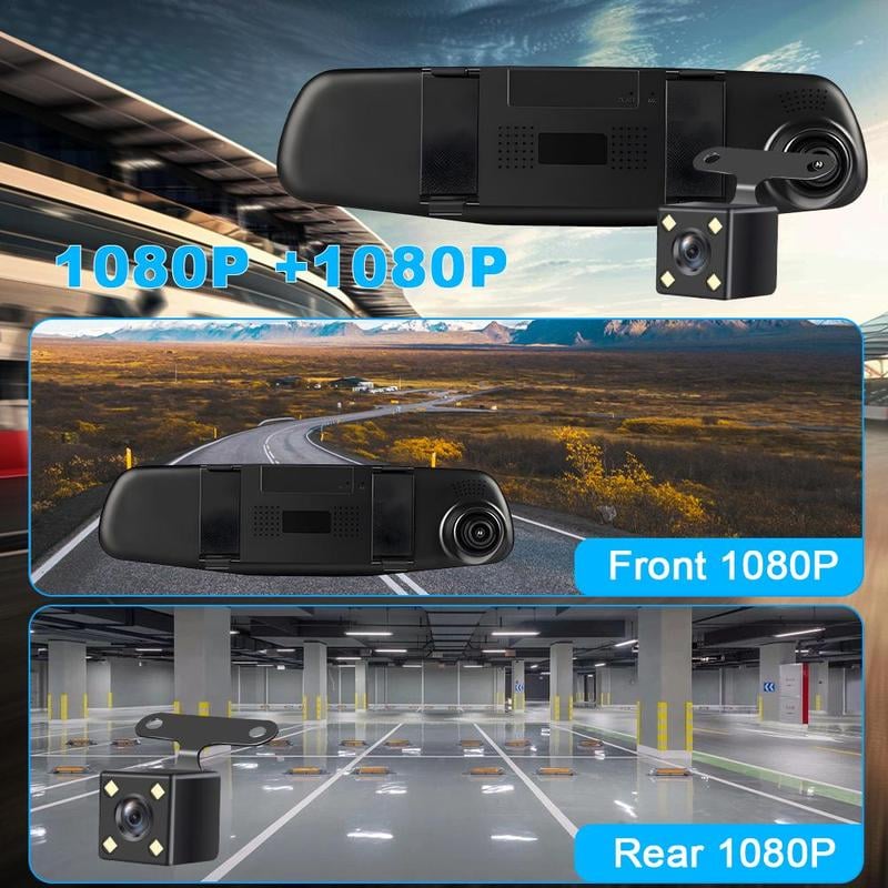 Cámara de coche con doble grabación frontal y trasera HD y visión nocturna