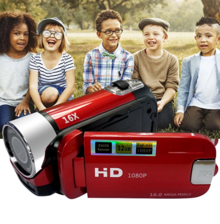 Cámara de vídeo Full HD 1080P con 16 megapíxeles para vlogging y grabación nocturna