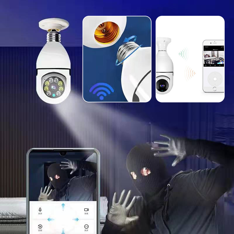Cámara de vigilancia WiFi inalámbrica con bombilla