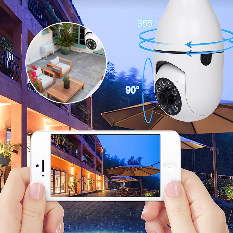 Cámara de vigilancia WiFi inalámbrica con bombilla