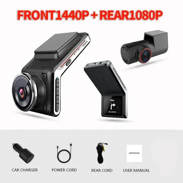 Cámara dual para coche 4K con lente F1.8, visión nocturna y modo aparcamiento 24 horas
