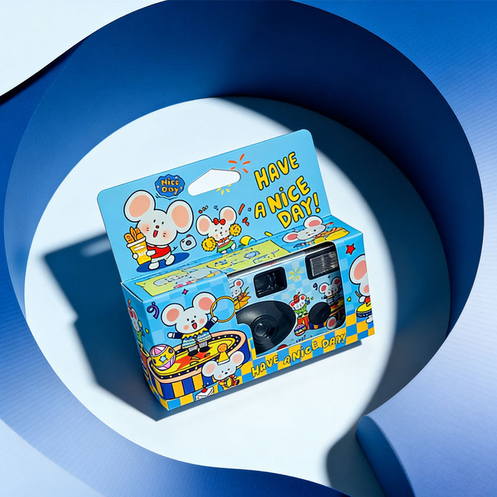 Cámara instantánea con diseño de dibujos animados