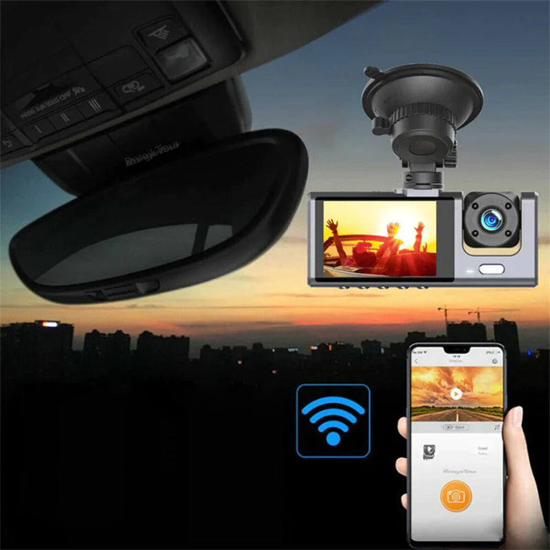 Cámara para coche con doble lente 1080p y gran angular de 170°