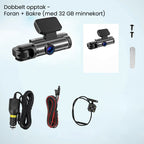 Cámara para coche con doble lente 1080p y gran angular de 170°