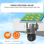 Cámara de vigilancia solar 4K con panel solar y control 360° desde app