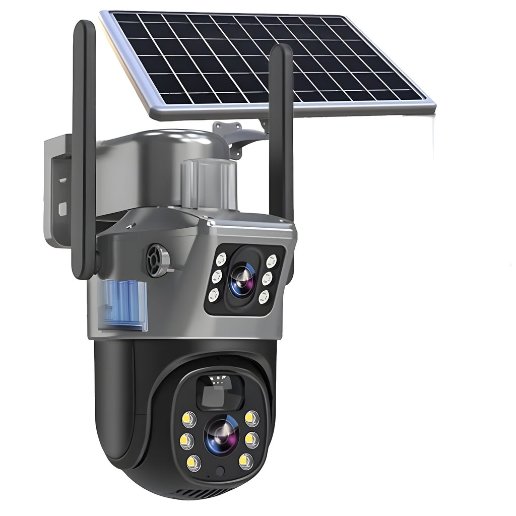 Cámara de vigilancia solar 4K con panel solar y control 360° desde app