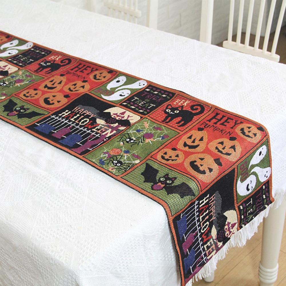 Camino de mesa decorativo de Halloween de algodón y poliéster 33×180 cm