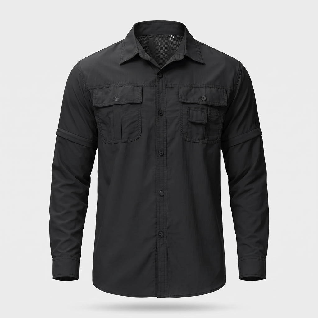 Camisa de senderismo para hombre con mangas desmontables