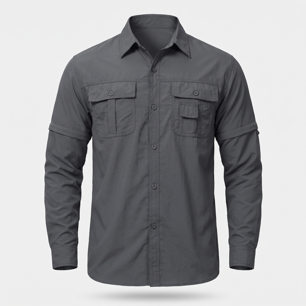 Camisa de senderismo para hombre con mangas desmontables