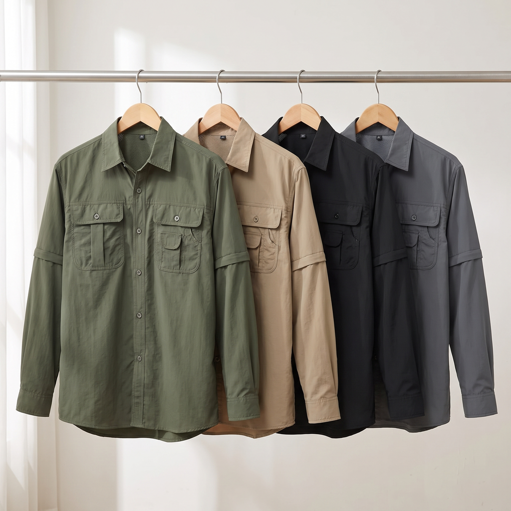 Camisa de senderismo para hombre con mangas desmontables