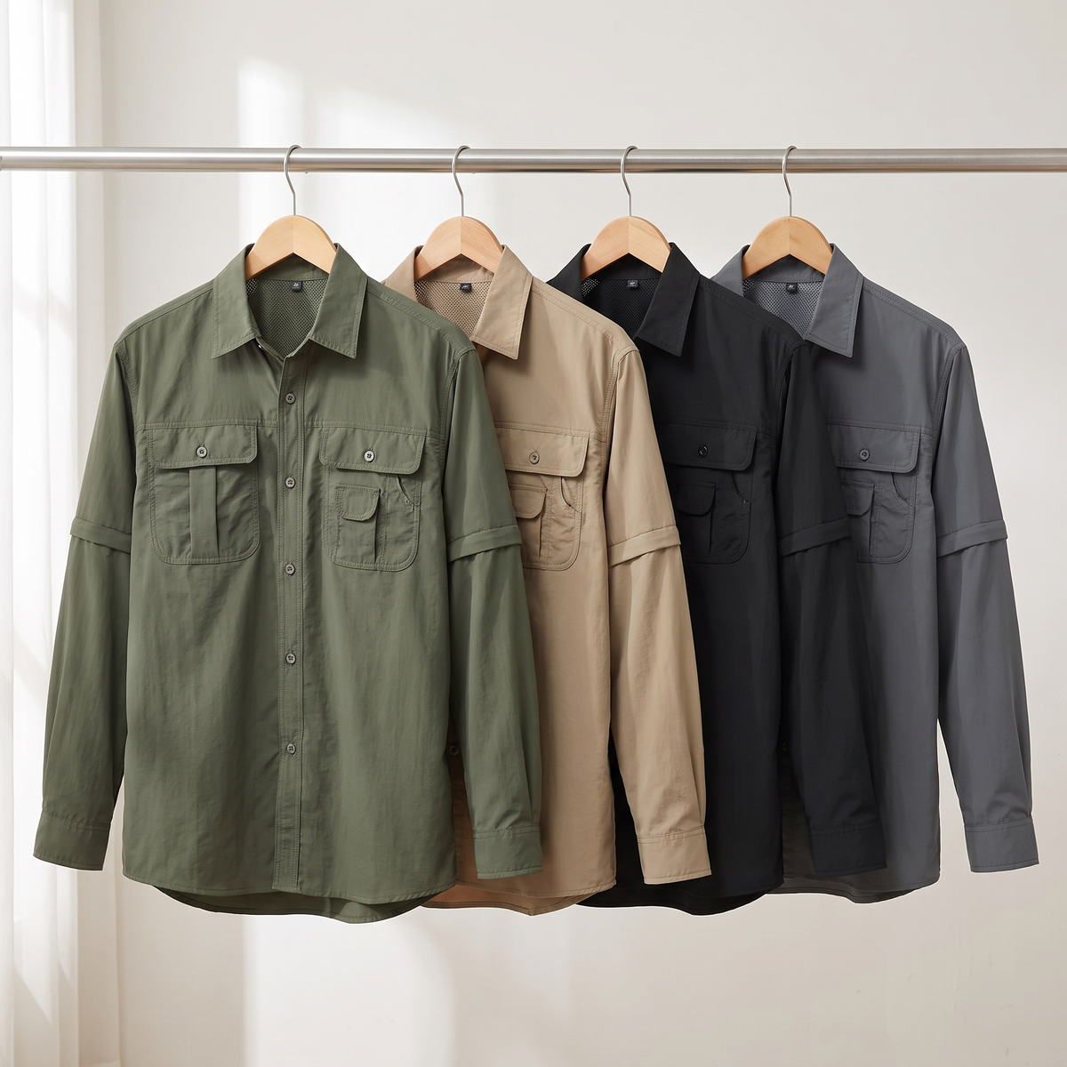 Camisa de senderismo para hombre con mangas desmontables