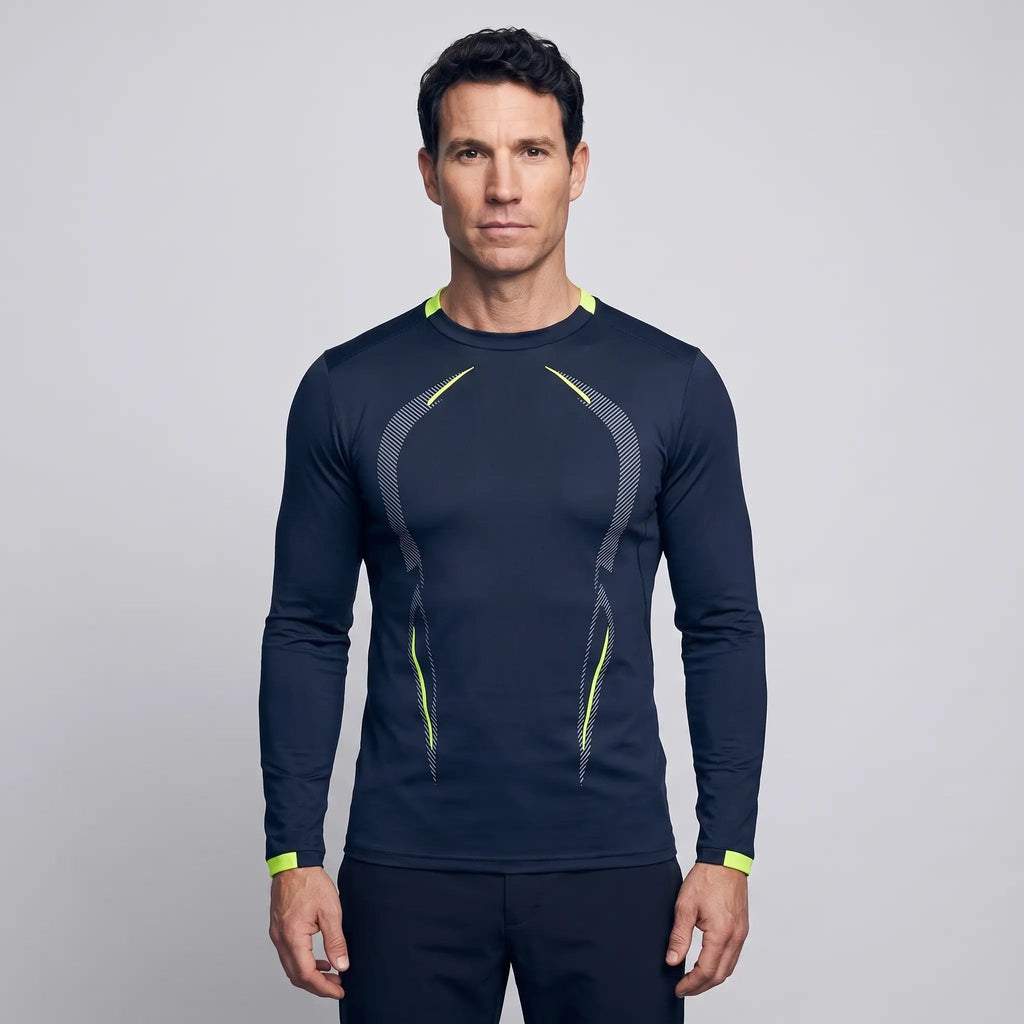 Camiseta técnica de manga larga para hombre - Capa base de secado rápido - Running y senderismo