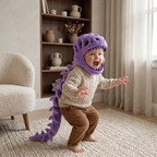 Capucha de felpa con calavera de dinosaurio para niños – Disfraz con columna de esqueleto