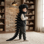Capucha de felpa con calavera de dinosaurio para niños – Disfraz con columna de esqueleto