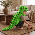 Capucha de felpa con calavera de dinosaurio para niños – Disfraz con columna de esqueleto