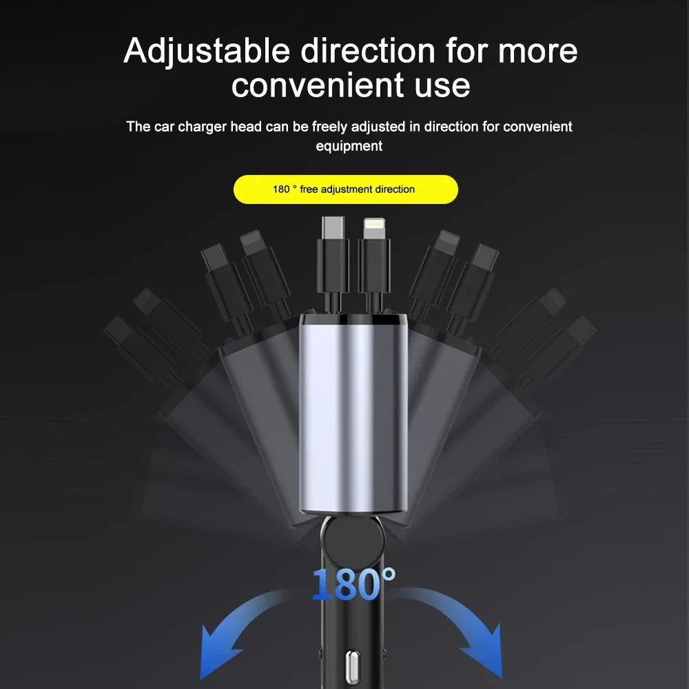 Cargador de coche plegable con USB-C y USB-A – Carga rápida de 120 W