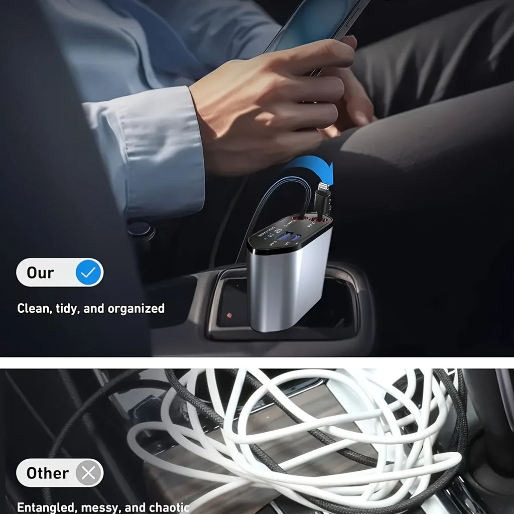 Cargador de coche plegable con USB-C y USB-A – Carga rápida de 120 W