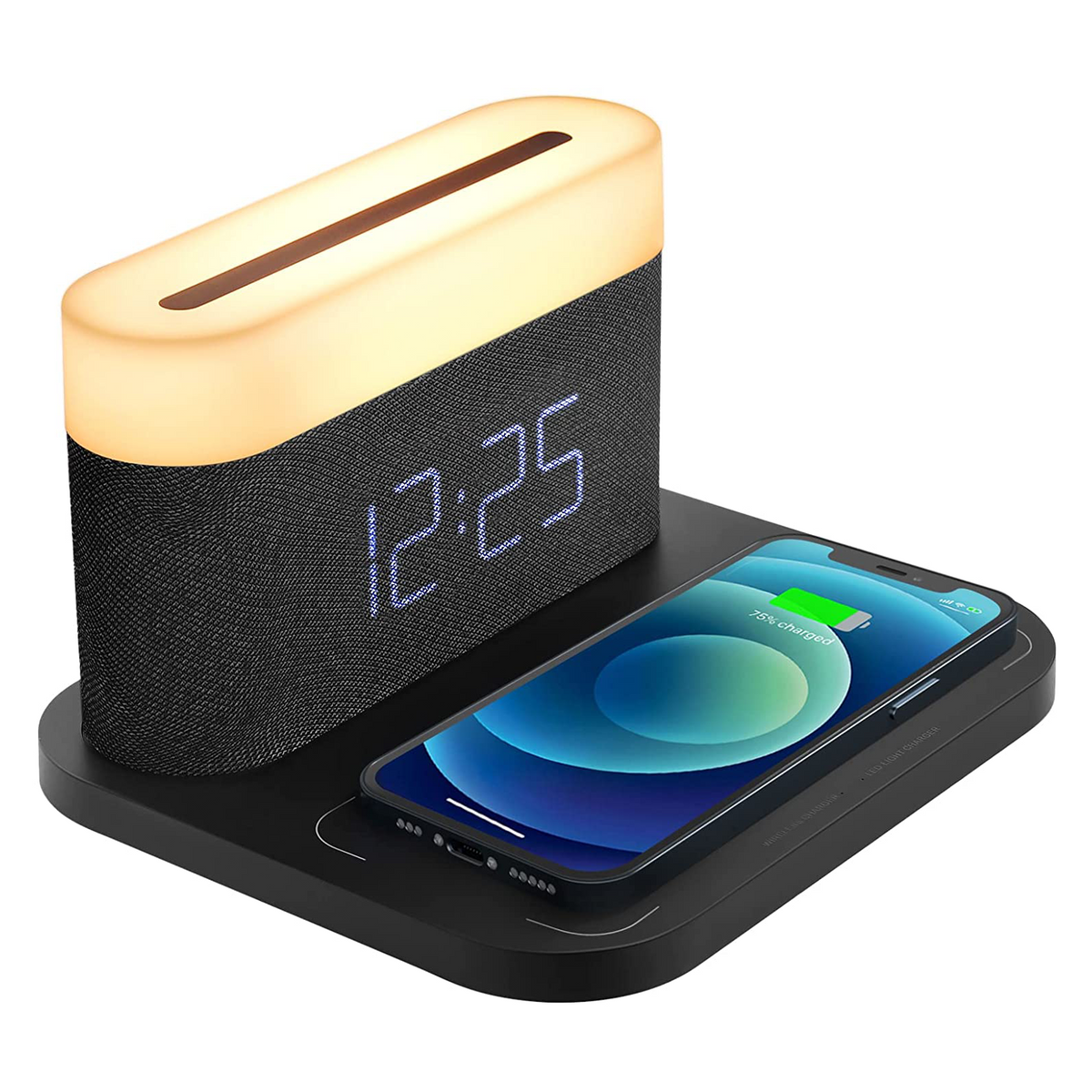 Cargador inalámbrico 3 en 1 con lámpara LED y despertador digital