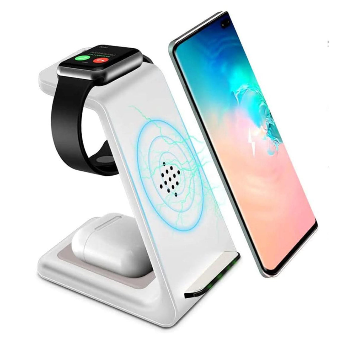Cargador inalámbrico 3 en 1 para móvil, smartwatch y auriculares