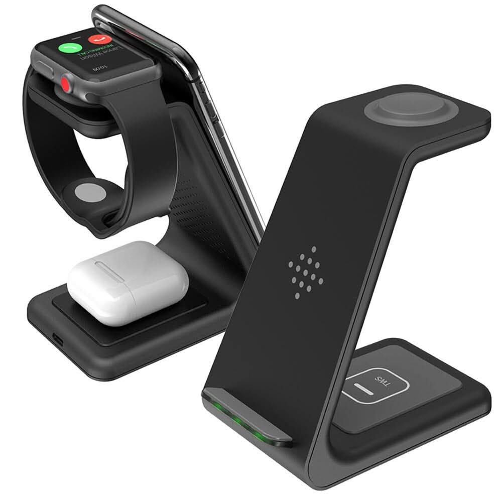 Cargador inalámbrico 3 en 1 para móvil, smartwatch y auriculares