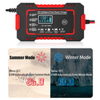 Cargador inteligente de batería de coche 12V 6A con reparación por pulsos y pantalla LCD