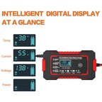 Cargador inteligente de batería de coche 12V 6A con reparación por pulsos y pantalla LCD