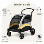 Carrito plegable de 4 ruedas con malla transpirable para mascotas